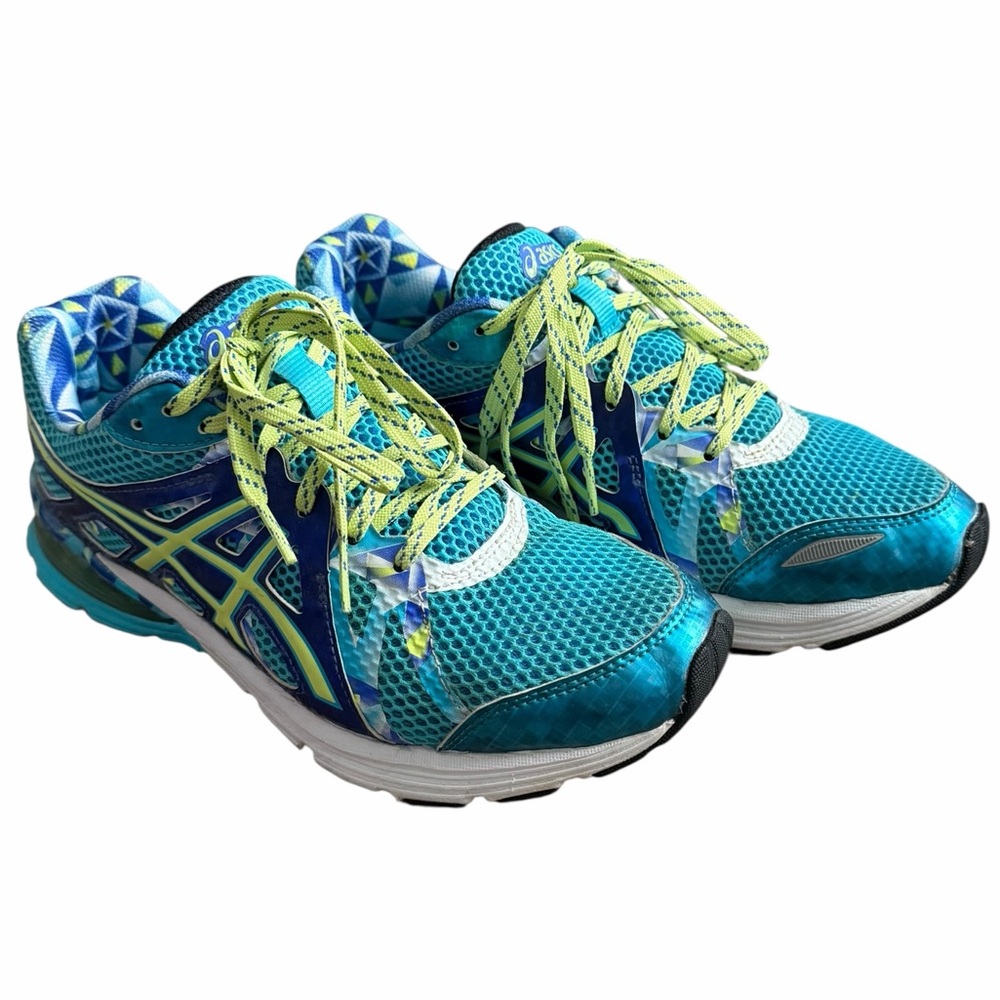 Asics Gel Noosa Tri 10 T480Q Women’s Turquoise and Lime Athletic Sneakers 8.5 - Picture 2 of 9